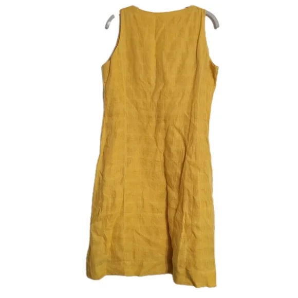 Eileen Fisher Lagenlook Linen Textured Midi Dress Lined Pockets Size M Minimal - Picture 3 of 9